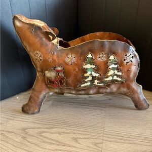 Metal Folkart Christmas Bear